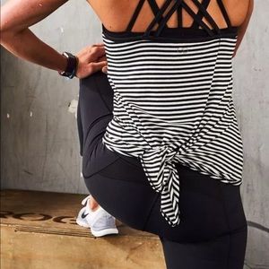 NWT Calia striped front strap tank black/white